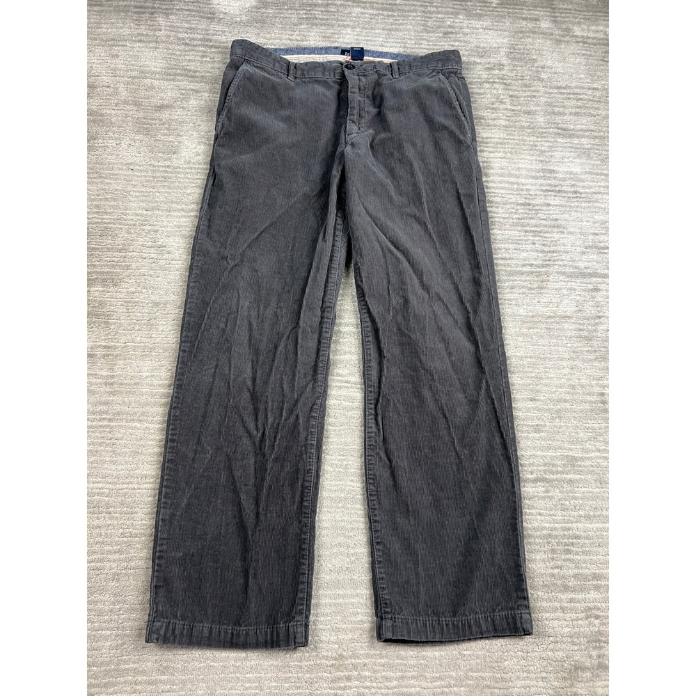 IZOD Corduroy‎ Pants Mens 34x30 Charcoal Grey Straight Leg Cotton Fine Wale